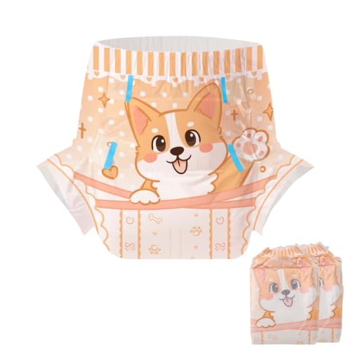 CutiePlusU Pañales desechables para adultos, 2 unidades, braguita de incontinencia con solapas para hombre y mujer, gran capacidad de absorción, ideal para noche - Corgi (Talla L 37'-47')