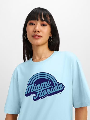 Image of JUNEBERRY Round Neck Drop Shoulder Round Neck Black & White Graphic Printed Pure Cotton Oversized Baggy Fit Half Sleeve T-Shirt for Women & Girls (Sizes: S to 2XL)