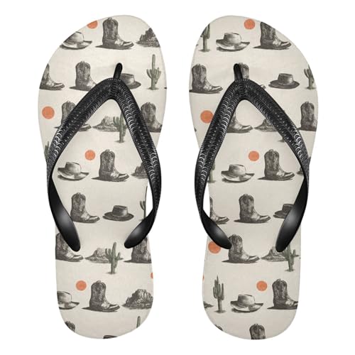Flip Flop Sandals West Elements Print for Women Men Beach Outdoor XS
