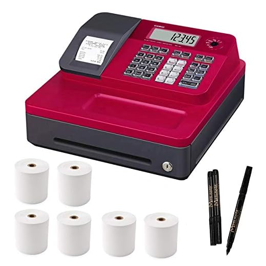 Casio Cash Register for Small/Medium Sized Retail Businesses (Red) Bundle