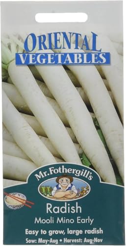 Mr. Fothergill's 20074 Vegetable Seeds, Radish (Mooli) Mino Early, White