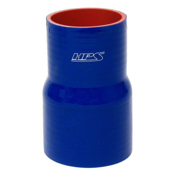 Image of HPS HTSR-325-350-BLUE Silicone High Temperature 4-ply Reinforced Reducer Coupler Hose, 40 PSI Maximum Pressure, 3 inch Length, 3-1 /4 inch > 3-1 /2 inch ID, Blue