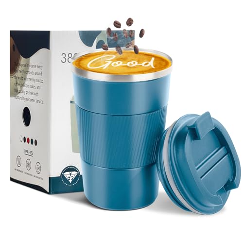 Image of Insulated Travel Coffee Mug, Stainless Steel Coffee Cup with Leakproof Lid