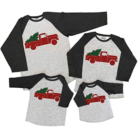 7 ate 9 Apparel Matching Family Christmas Shirts - Vintage Truck Grey Shirt Women's Medium Cover