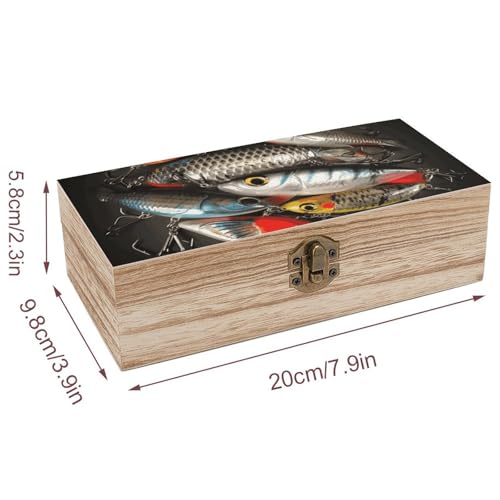 Boîte en bois pour appâts de pêche et boîte de rangement souvenirs - 3