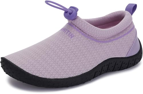 WHITIN Water Shoes for Big Kids Quick Dry Aqua Minimalist Barefoot Socks Size 3 Girls Comfy Beach Swimming Pool Lake Yoga Sport Kayak Sand Sneaker Purple 34