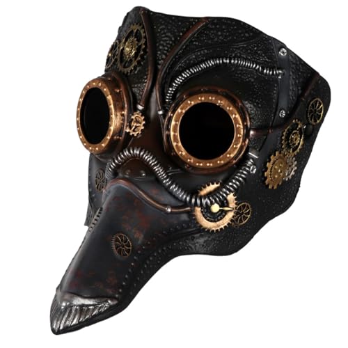 Satisyo Steampunk Halloween Mask Costume Plague Doctor Bird Mask Long Nose Beak Cosplay Christmas Party Props Gothic Costume for Women Men