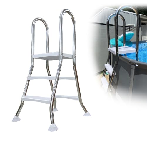 Escalera para piscina arriba del suelo doble cara 2 peldaños acero inoxidable miniatura 1