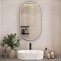 Planetmöbel GLORA Miroir Salle De Bain LED 50x90cm Ovale - 3 Températures Lumière Tactile - Cadre Moderne