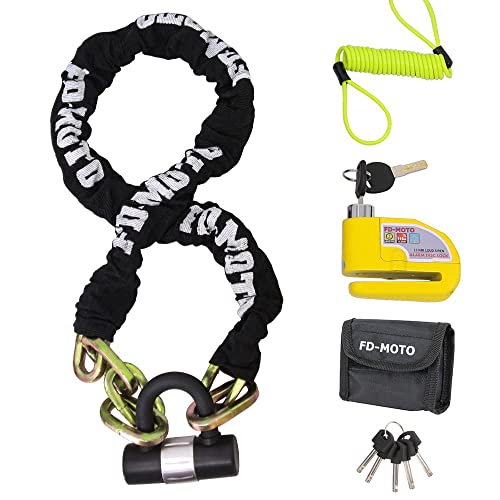 FD-MOTO 1.2M*10mm 3KG Steel Motorcycle Chain Lock Padlock + 110dB...