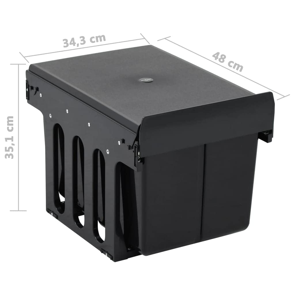 vidaXL Abfallbehälter für Küchenschrank Ausziehbar Soft-Close Abfallsorter Küchen Einbau Abfalleimer Abfallsammler Mülltrenner Mülleimer 36L