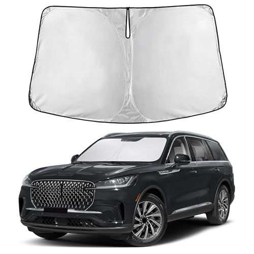 Image of Autovir Windshield Sun Shade Fit for 2020-2024 2025 2026 Lincoln Aviator Sunshade, Front Car Window Shades Sun Visor, Blocks UV Rays & Heat, Car Accessories