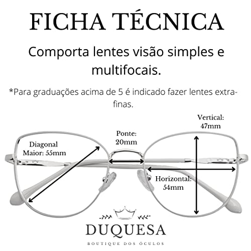 Óculos Armação Grau Gatinho Retro Feminino Original Dourado e Roxo