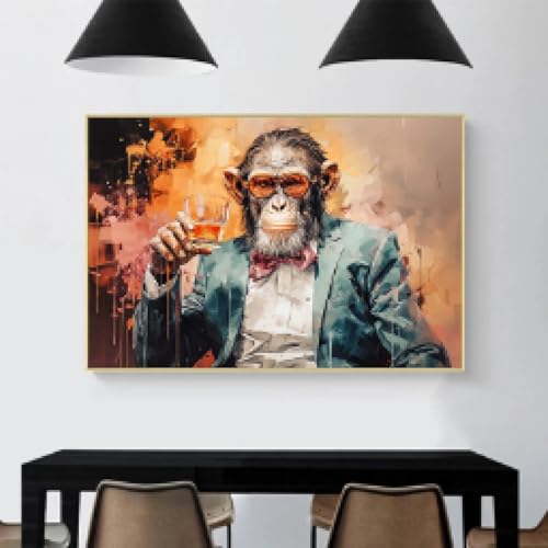Peinture de chimpanzé en costume sur toile premium 70x110