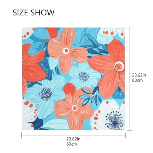 Flowers Turquoise and Coral silk scarf headscarf silk scarfLong and large dress scarves for women for evening bufanda elegante para mujer2