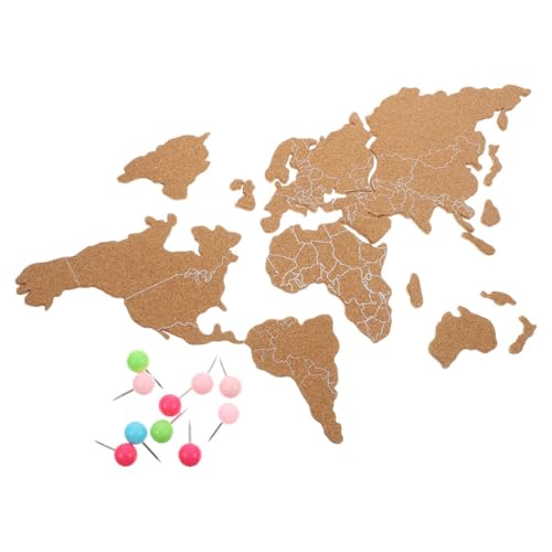 PRETYZOOM Tablero de Corcho Adhesivo con Mapa del Mundo en Diseño a Rayas, Tablero Decorativo Autoadhesivo para Pared, Decoración de Viaje para Oficina y Escuela, Accesorio Color Aleatorio