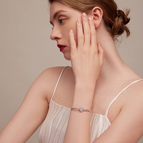 Voroco April Birthstone Charm For Bracelet Infinity Love 925 Sterling Silver Heart-Shaped Mom Bead Charm Paved With Cubic Zirconia Mother's Day Birthday Christmas Jewelry Gift For Women Mom Grandma #TOP1