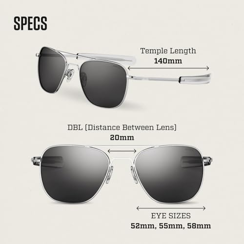 Image of Randolph Eyewear Aviator Sunglasses for Men & Women - Non-Polarized & Polarized Lenses Bright Chrome UV Protection Sunglasses