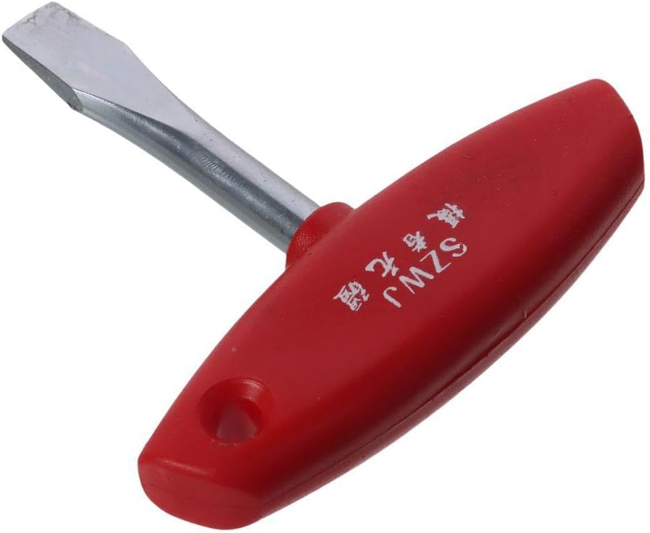 T Handle 3.78 Inch Slotted Screwdriver Carbon Steel Flat Head Screwdriver with ABS Plastic T Bar Ideal for Film Sets and Workshops