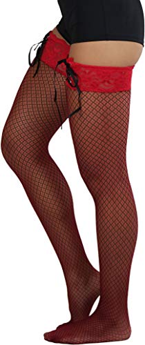 Image of ToBeInStyle Women's Spandex Double Weaves Thigh Hi With Lace Up Lace Top