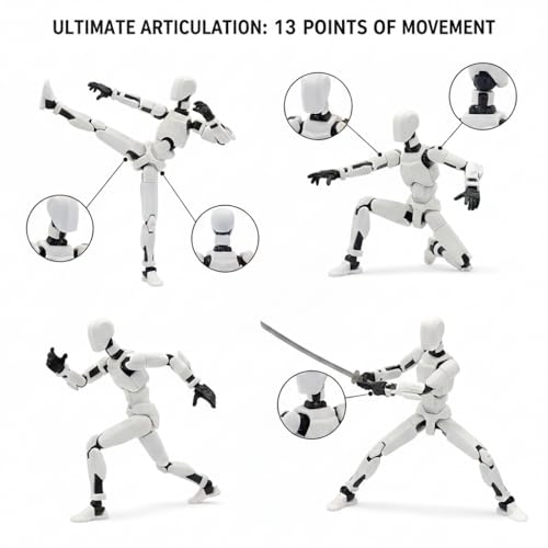 Image of Dummy13 Fully Articulated Action Figure | 3D Printed Robot Assembly Kit | 5.4 Inch Tall Poseable Toy | Dynamic Poses | DIY Collectible Model | Made in India (Silver Warrior)