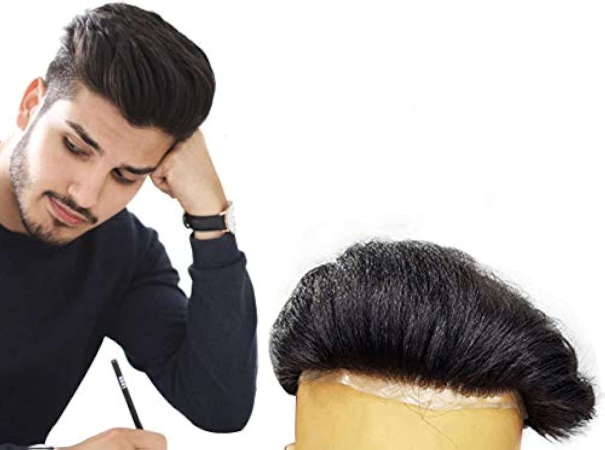 Australian Men Hair Patch with Tape and Neem Wood Comb