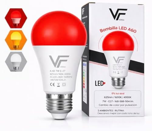 Bombilla Led 3 Tonalidades - E27-7w - Luz Roja Nocturna Melatonin...