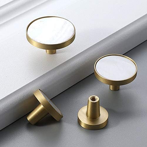 Round Knobs, Brass Kitchen Cabinet Drawer Knobs and Pulls Gold Furniture Knobs Cupboard Wardrobe Door Pulls Handles 2Pack(M 32x25mm)