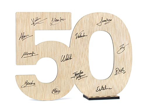 CONTRAXT Biglietto Auguri 50 Anni legno. Idee regalo biglietto auguri 50 anni feste compleanno uomo donna bomboniere gadget decorazioni 50 anni anniversario nozze matrimonio (50)