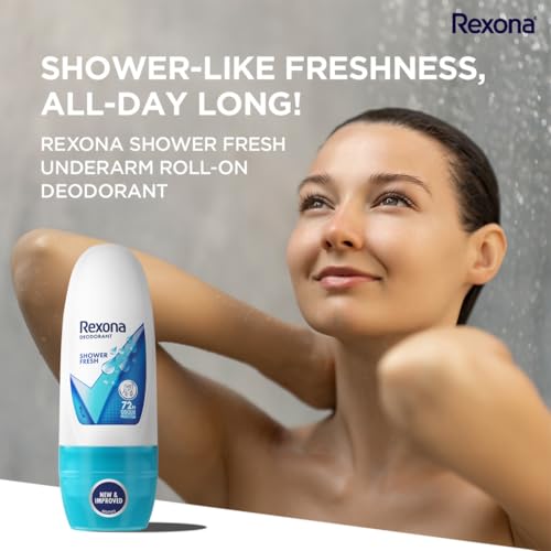 Image of Rexona Shower Fresh Underarm Roll-On Deodorant for Women | 72 Hours Long-Lasting Odour Protection | 0% Alcohol, Safe on Skin | 25ML (Pack of 5)