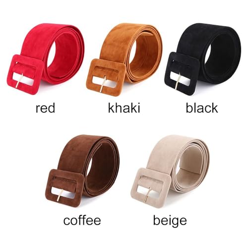 Casual Luxury Brand Design Ladies Dress Strap Waist Band Square Pin Buckle Waistband Velvet Belt(black)2