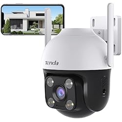 Cámara De Seguridad Solar 360 Ip Wifi Full Hd Tenda CH3 Camara Vigilancia WiFi Exterior - Visión Nocturna 30m, 360° PTZ Cámara IP 1080P, Soporte ONVIF CCTV Camera Vigilancia, Detección Movimiento, Audio Bidireccional, IP66, Compatible con Alexa