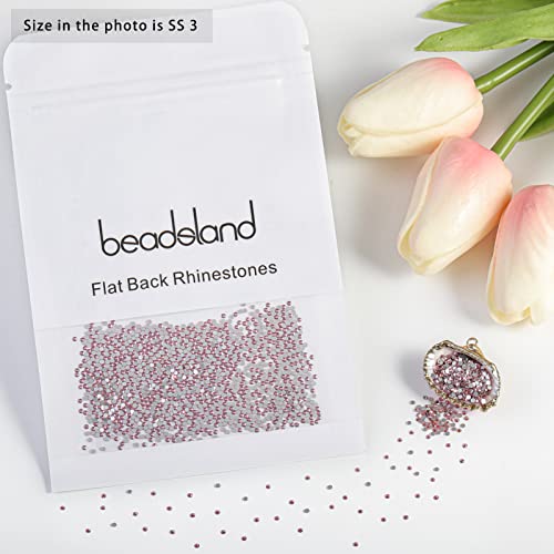 Image of Beadsland Flat Back Crystal Rhinestones Round Gems for Nail Art and Craft Glue Fix, Light Pink, 1.2-1.4mm, SS3 /1440pcs