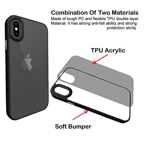 Image of A rtistque Frosted Translucent Back Cover Case for iPhone Xs /iPhone X | Electroplated Chrome Ring | Raised Camera Edges for Protection | Smooth Sides TPU - Black