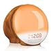 Wake Up Light,TITIROBA Sunrise Simulation Dual Alarms Clock Aid Sleep Snooze Function 8 Colors Night Light 7 Natural Sounds & FM Radio,USB Charge Port-AM/PM Wood Grain