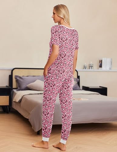 Image of Ekouaer Pajamas for Women Set 2 Piece Fall Lounge Sets Short Sleeve Pjs Joggers Long Pants Sleepwear with Pockets