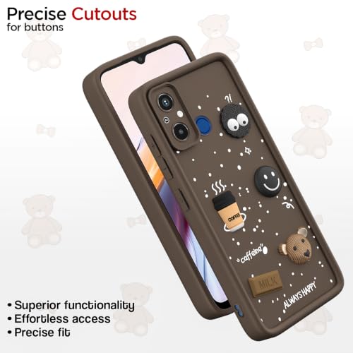 Image of Outlouders Back Cover for Redmi 12C 4G | 3D Cartoon Bear Cute Fun Silicone Full Body Protection Bumper Case (Brown)