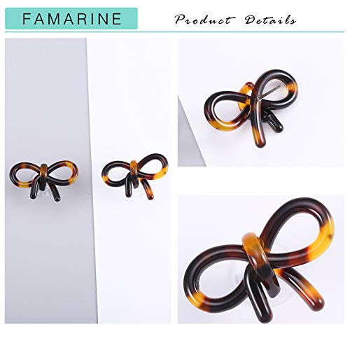 Tortoise Shell Ribbon Bow Tie Stud Earrings Acrylic Resin Lucite for Women Fashion Jewelry 5