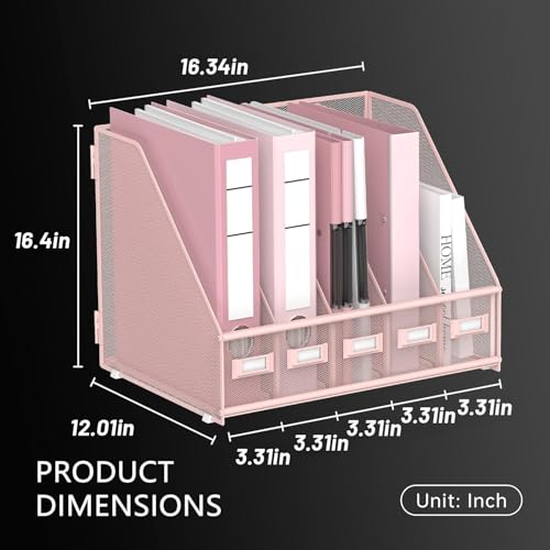 Trieur de documents vertical rose DALTACK 5 sections en métal robuste - 8