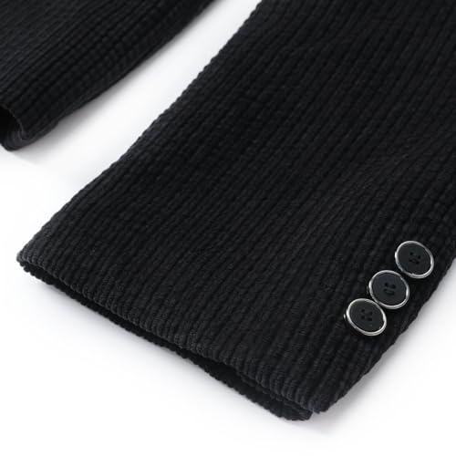 YFFUSHI Women 2-Piece Trouser-Suit Corduroy Suits Business Double Breasted Trouser Suits Long Sleeve Slim Blazer and Pants Black - Image 6
