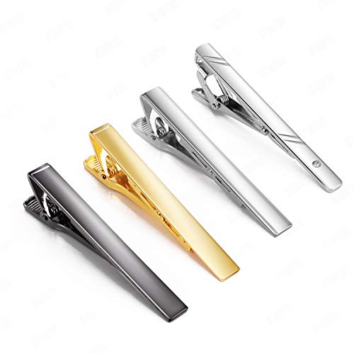 TANTAI_CARE 4 Pcs Tie Clips for Men,Tie Bar Pins Set for Ties,Necktie Clip/Tie Clasp for Wedding Business Tie Tacks Clips
