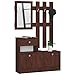 Mobile Ingresso con Specchio, Scarpiera da Ingresso, Mobile Ingresso, Scarpiera Salvaspazio, Armadio da Ingresso, Mobile Scarpiera Organizer, Mobiletto Multiuso, Wenge, Dimensioni 90 x 70/100 x 25