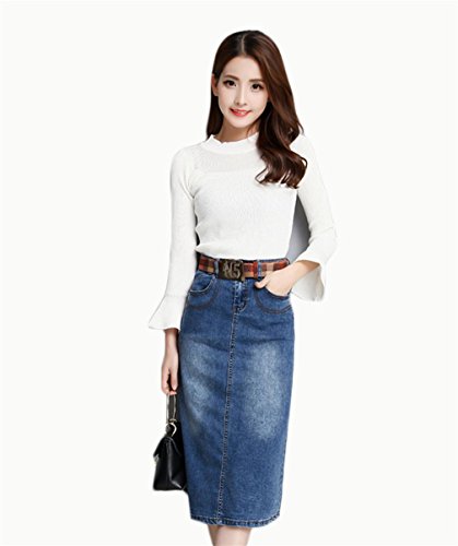 Jupe stretch en denim bleu taille 2XL jupe jean extensible