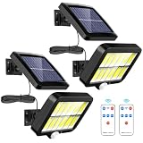 2 Pack Lamparas Solares Exterior con Sensor de Movimiento, Diseño Depaneles Solares Separados, Reflector LED Exterior Solar con 120 Luces LED COB...