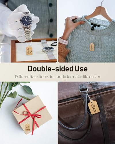 Uniclife 200 Pcs Kraft Preisschilder 2,5 cm beschreibbar Preis Etiketten Kraft Preis Display Tags die Preisgestaltung Kleidung Schmuck Geschenke Blanko-Hang-Tag Marking Tags mit Schnüren, 3,5 x 2,2 cm