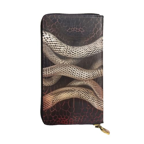 Serpentine Printed Long Wallet for Women Men Cute PU Leather Wallet with Coin Purse and Credit Card Holder