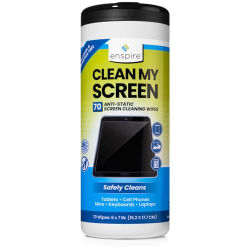 enspire® CLEAN MY SCREEN; Anti-Static Screen and Electronics Cleaning Wipes; 70 Count Tub; 905105
