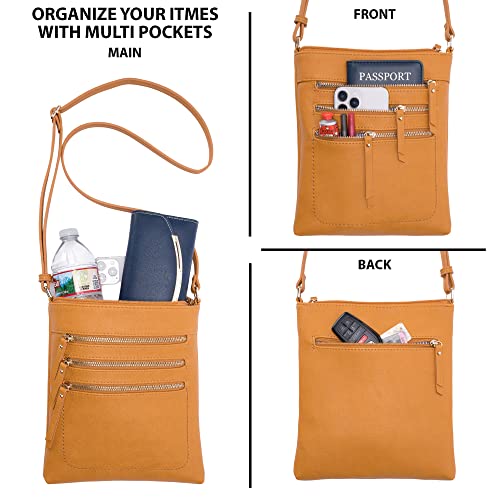 Image of Solene Crossbody Bag Functional Multi Pocket Messenger Purse Top Zip Closure Shoulder Handbag With Adjustable Strap