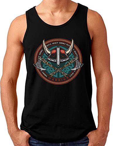 Débardeur viking homme imprimé hache et runes nordiques authentiques coupe confortable