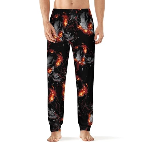 Black Dragon Fire Skull Men's Pajamas Pants Lightweight Sleep Lounge Pant Pjs Bottoms Casual Sleepwear